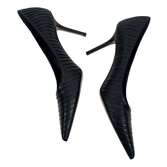 Jimmy Choo Love 85 Pleated Leather Pump Black Size 37.5 - Picture 8 of 15
